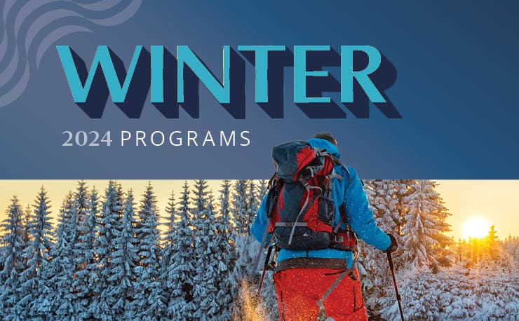 Cover of Winter Program Guide showing person skiing