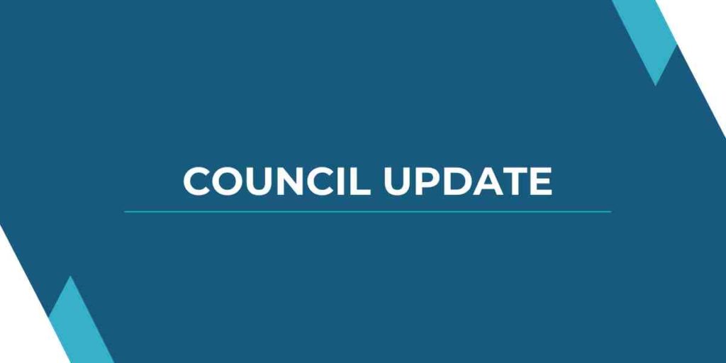 Council Update text on blue background