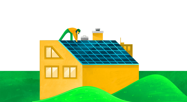 Graphic showing solar panel installation