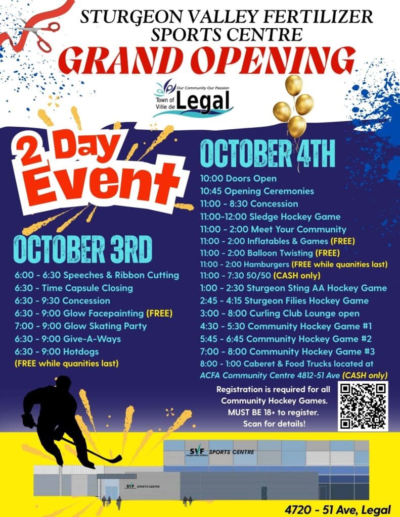 Svf sports centre grand opening event line up '25 (8.5 x 11 in)